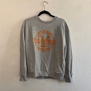 Gray Crewneck Sweater with Orange Logo